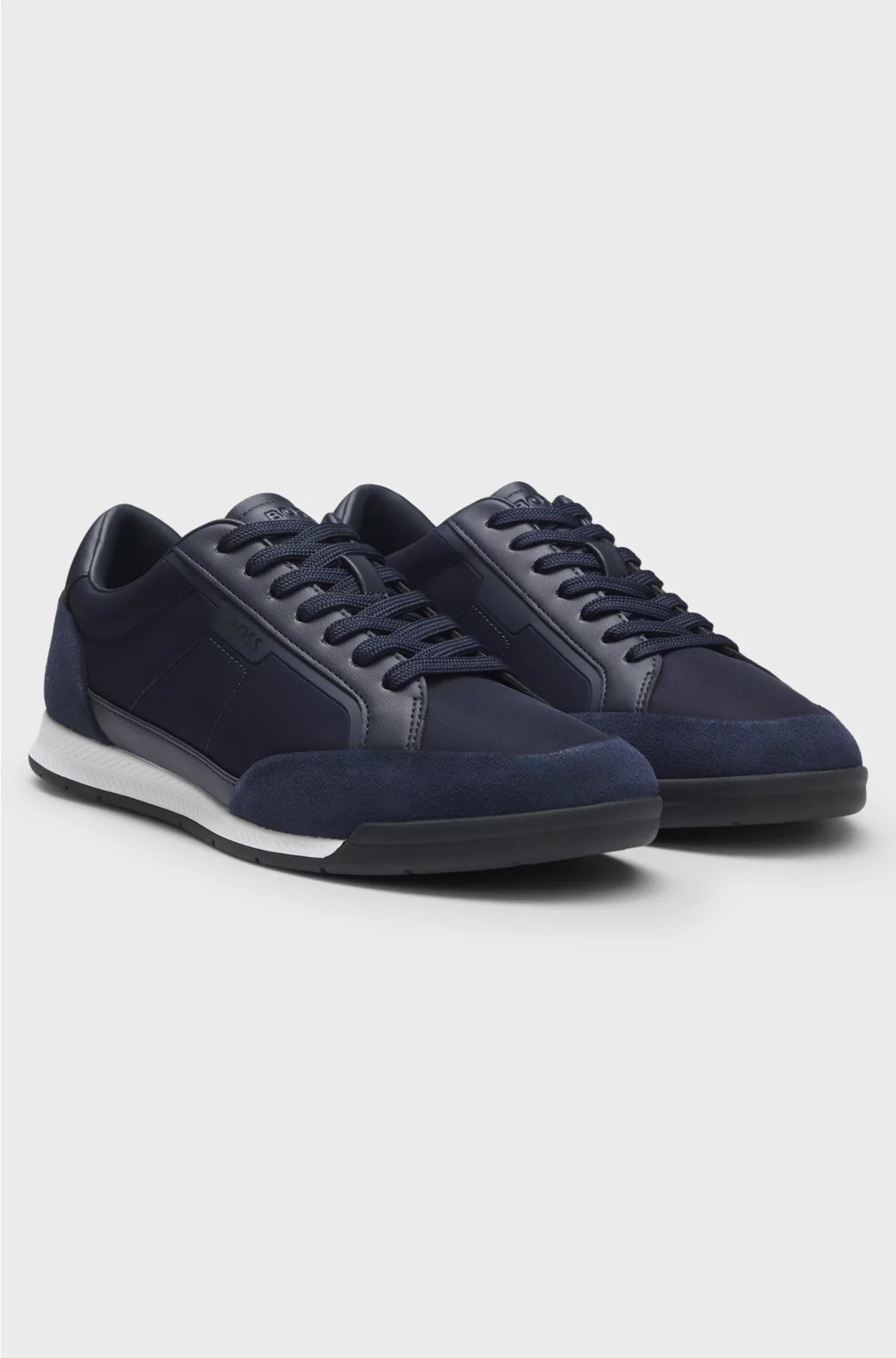 LOW-TOP TRAINERS WITH SUEDE AND FAUX LEATHER